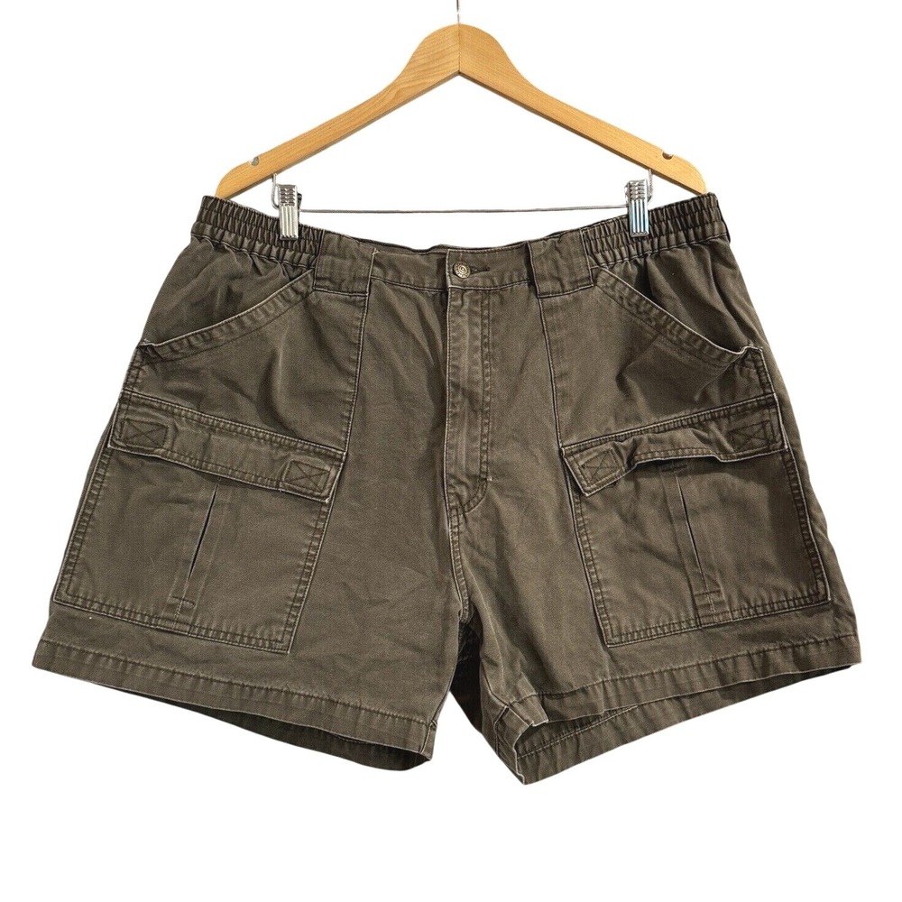 Cabelas Shorts Men's‎ 40 Brown Cotton Elastic Waist Stretch Cargo Pockets Casual